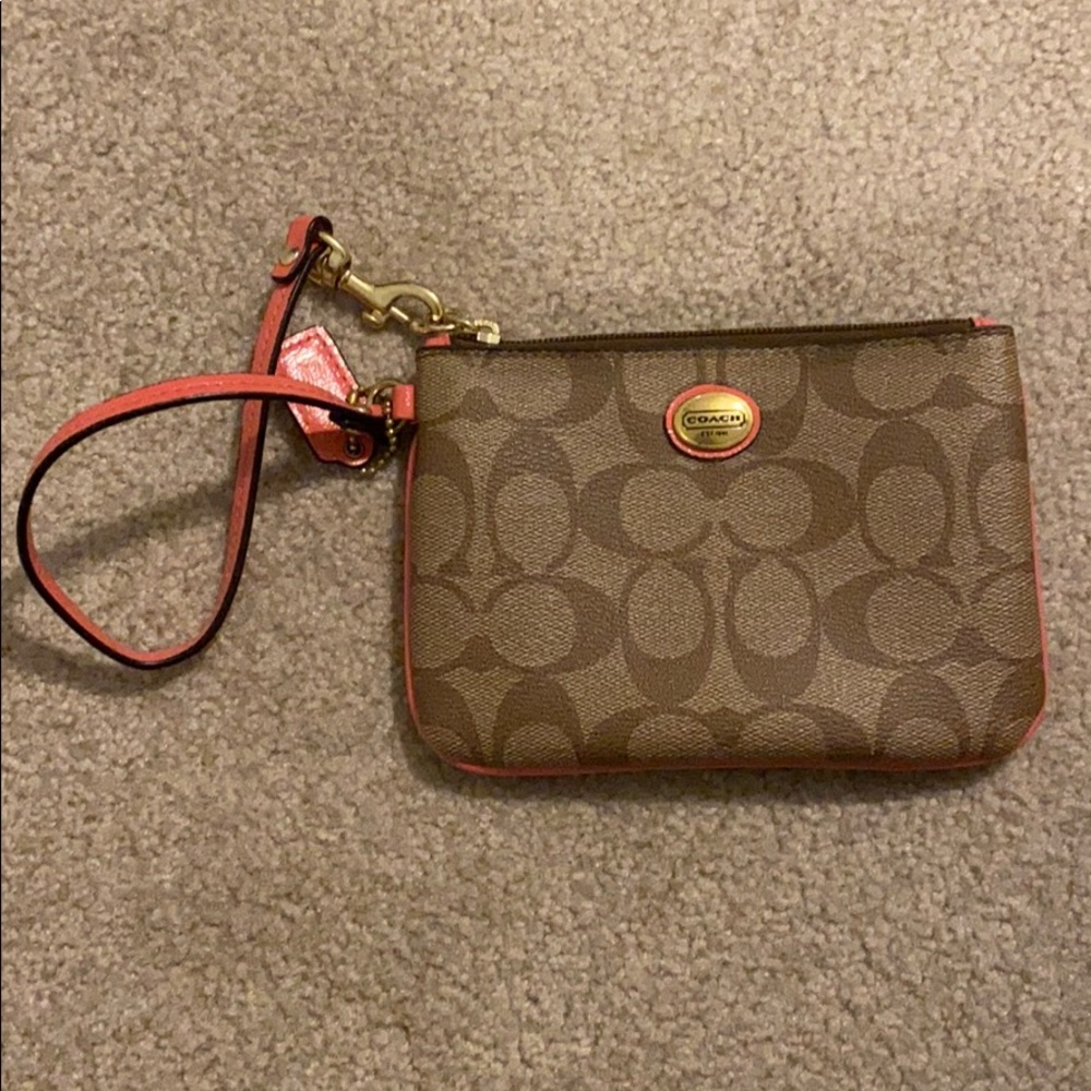 Coach logo wristlet